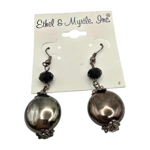 Ethel & Myrtle Jewelry - Pierced Beaded Earrings Ethel & Myrtle Chunky Black Charcoal Color Round Bead